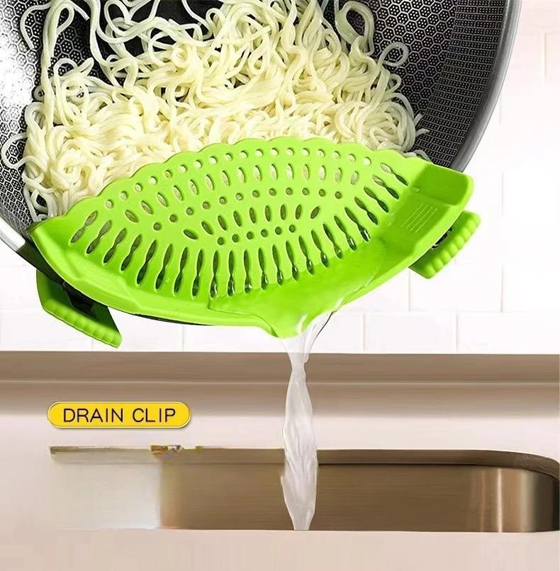 1pc, Strainer, Silicone Pot Strainer, Adjustable Silicone Clip On Strainer For Pots Pans And Bowls, Kitchen Pot Strainer