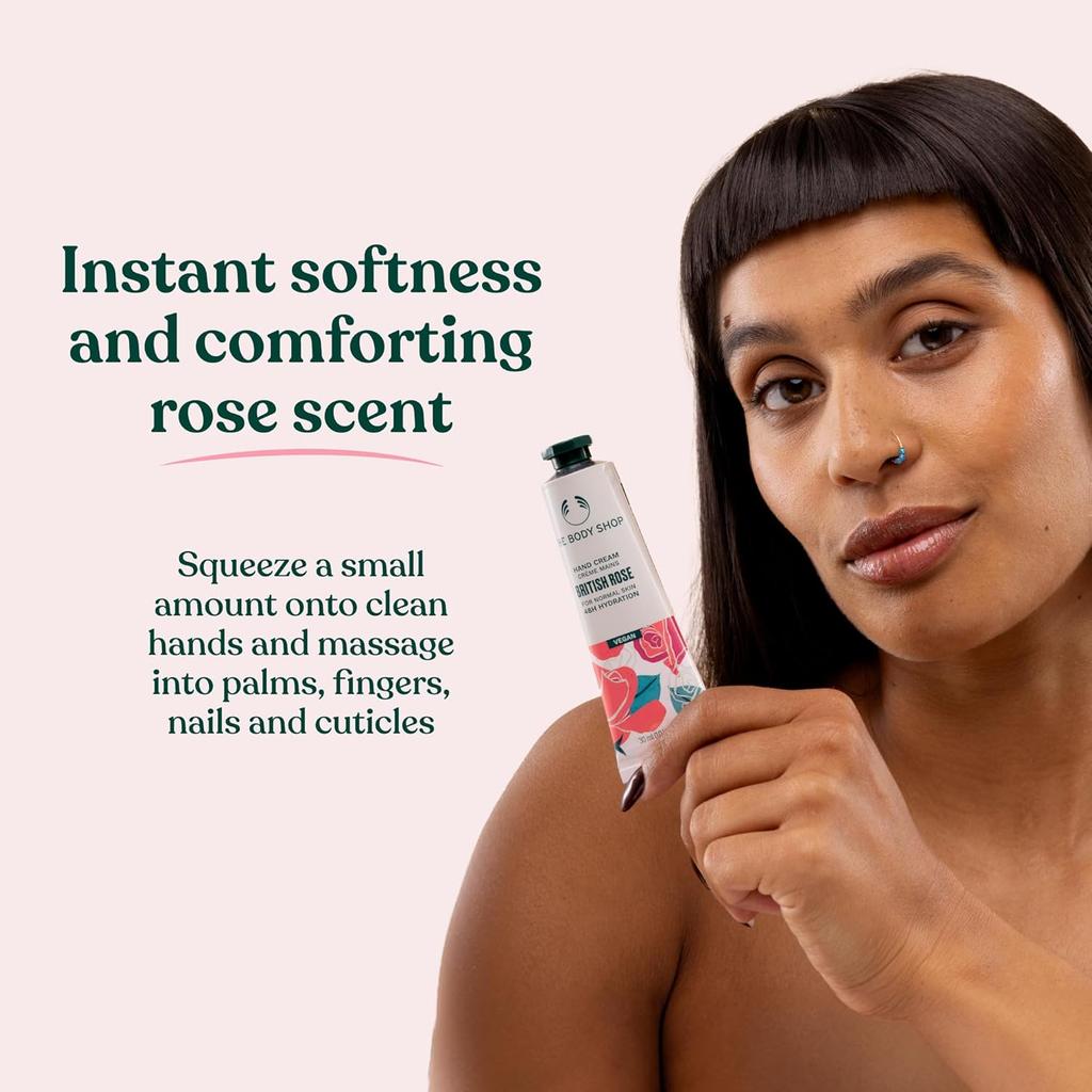 The Body Shop British Rose Petal Soft Hand Cream 30 ml Hydrating Floral Moisture For Normal To Dry Hands