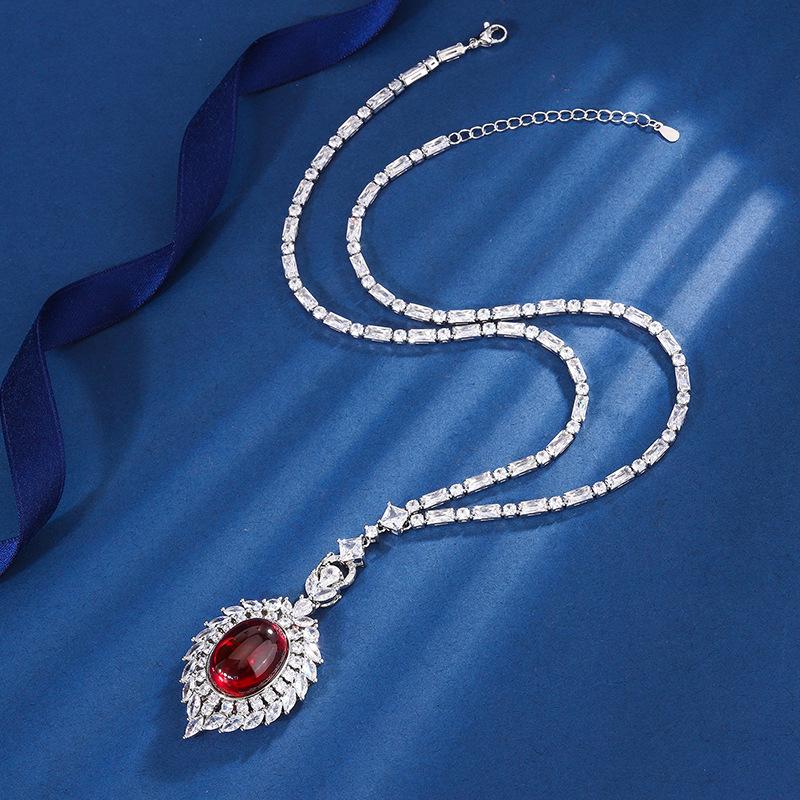 Jewelry Copper Bottom Gold-Plated Ice Seed Fluorescent Denier-Shaped Plain Surface Bare Body Temperament Luxury Inlaid Women'S Pendant 15 * 20