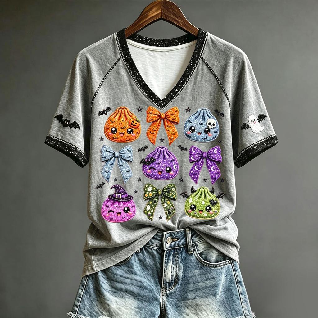 Women's Cute Halloween Printed Short Sleeve T-Shirt