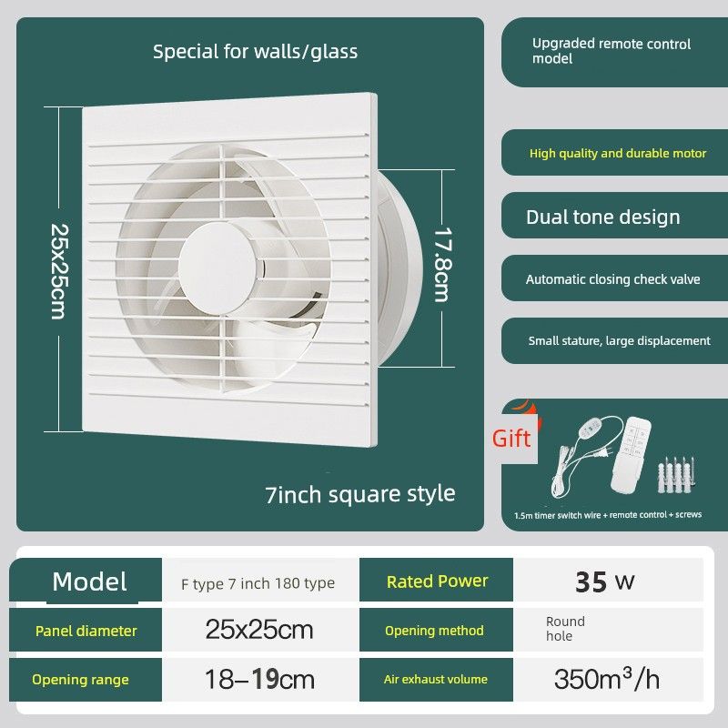 Powerful Silent Bathroom Exhaust Fan for Home Use, Wall-Mounted Toilet and Kitchen Ventilation Fan, Dual-Directional Extractor Fan
