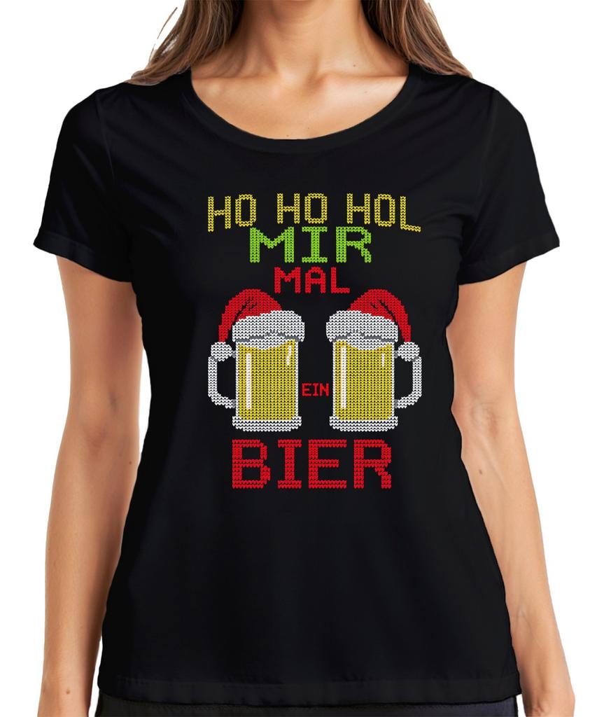 Ho Ho Get Me A Beer Christmas Knit Beer Mug Beer Lover Ladies TShirt