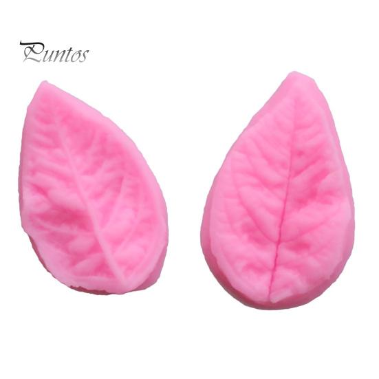 2Pcs Leaf Shape DIY Fondant Cake Decorating Chocolate Silicone Mold Baking Tool