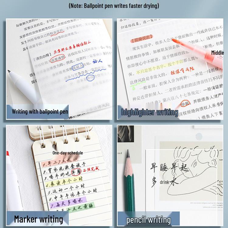 Waterproof Transparent Sticky Notes for Students - Quick-Drying Memo Pad for Exams & Note-Taking