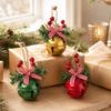 Christmas Metal Bell Ornaments Bowknot Red Berry Pine Needle Hanging Bells Xmas Tree Pendants for Holiday Party Decor Supplies