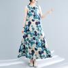 Long Skirt Summer New Sleeveless Round Neck Printed Mid Length Dress