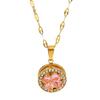 Light Luxury Niche Necklace Does Not Fade Round Love Rotatable Diamond-encrusted Four-leaf Clover Necklace Women's Jewelry