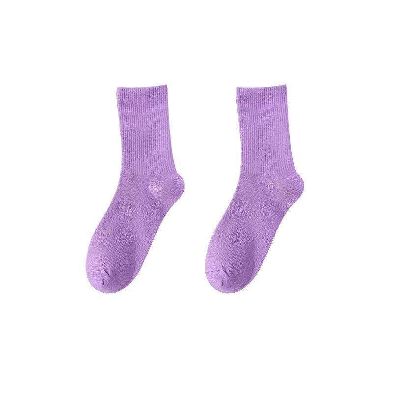 Bonbonfarbene Mid-Calf-Socken: Dünner Stil für Frühling, Sommer & Herbst, Unisex Kniehohe Baumwollsocken, Trendiger Paar-Look Reiner Schwarzer Slouch-Stil.