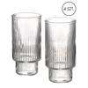 Ella Stripes Set of 4 Glasses 400ml Made of Borosilicate Glass 7x5.6x14 Cm