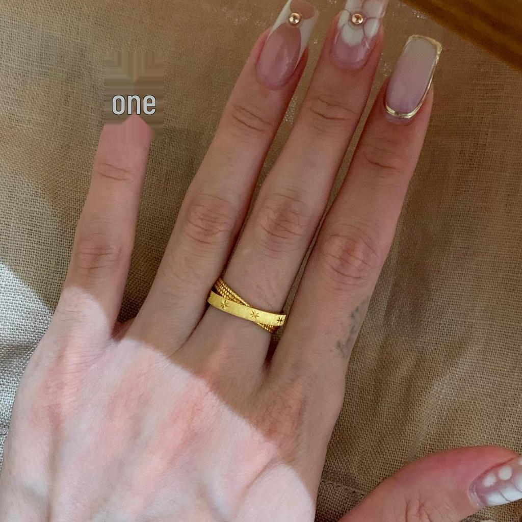 Minimalist Adjustable Open Cross Star Ring for Women - Versatile Stackable Design