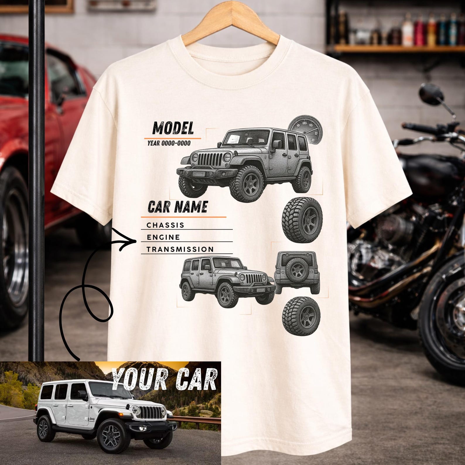 Custom Car T Shirt, Personalized Car Drawing Tee, Car Enthusiast Gift, Custom Vehicle Shirt, Racing Gift for Him, Auto Lover Tee L