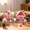 Red Gingerbread House Tabletop Ornaments, Santa & Snowman Christmas Decor (2Pcs Per Set)