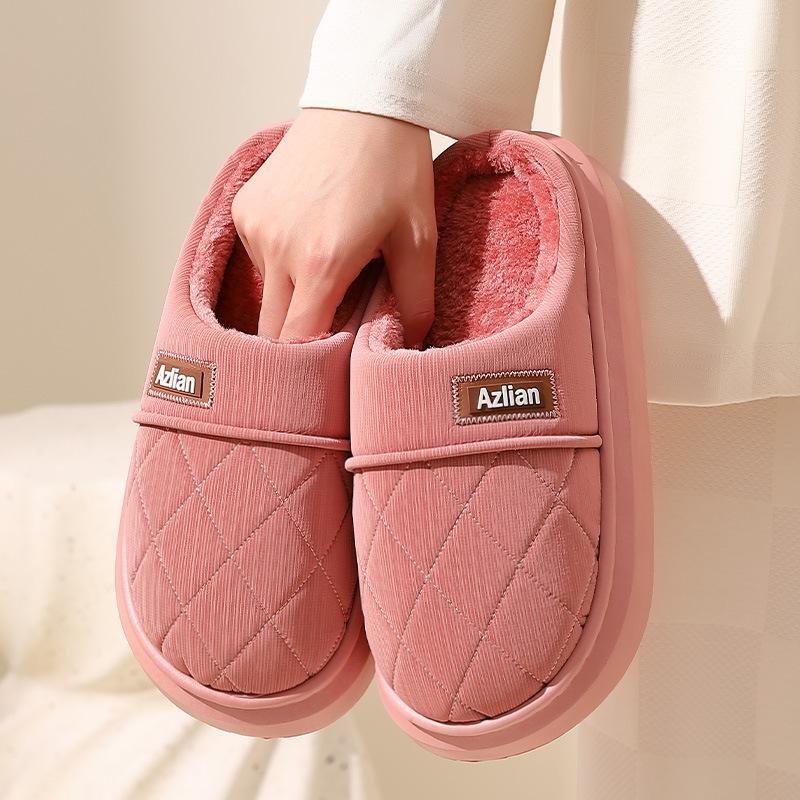 

Cotton slippers men s autumn and winter 2025 new indoor home warmth waterproof and dirt-resistant non-slip leather slippers women s winter 36-37 світло-рожевий колір