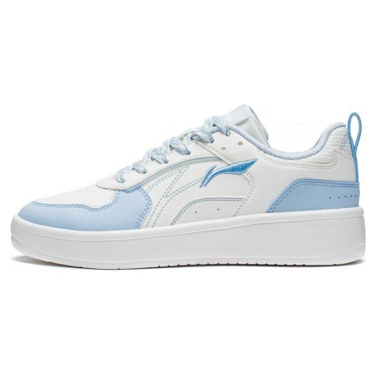 Li Ning Wheat Age Slip Resistant, Abrasion Resistant, Breathable Low top Skateboard Shoes Women's White Blue AGCT148-4