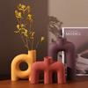 Creative Geometric Pipeline Ceramic Vase Hollowed-out Letters Flower Vase Flower Arrangement Accessories Flowerpot Home Decor