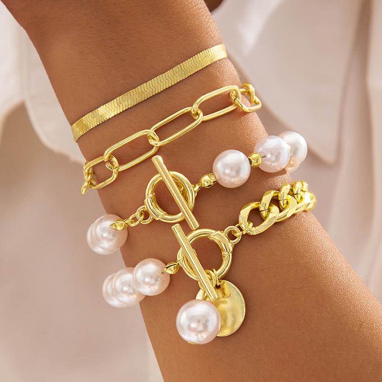 European And American Fashion Love Imitation Multi-Layer Pearl Bracelet Set Temperament Advanced Sense Beaded Ins Style