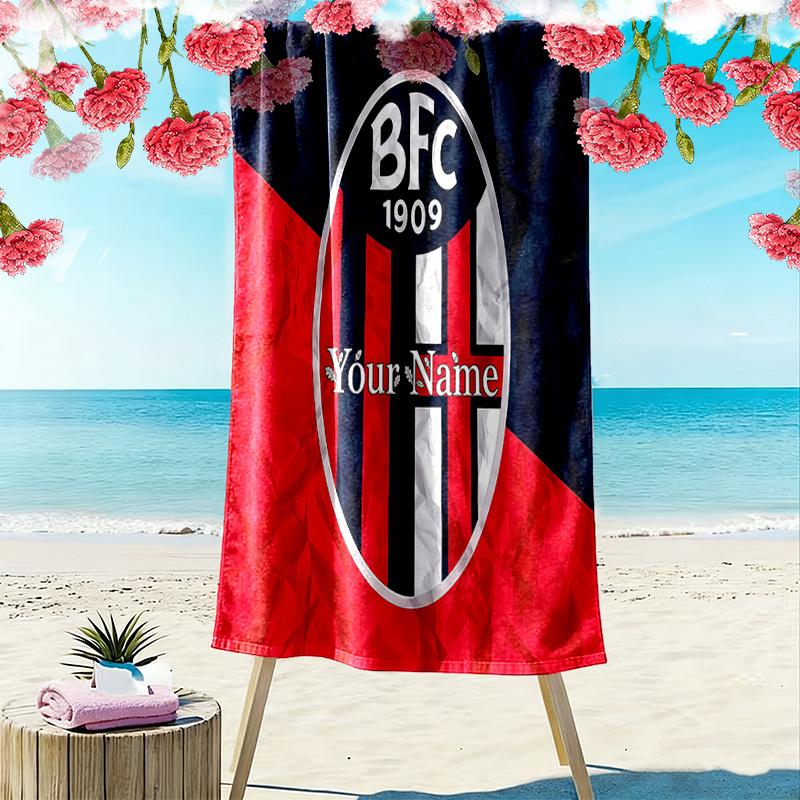 Bologna Fc Custom Name Print Beach Towel Large Soft Quick Dry Towel For Beach Camping Swimming