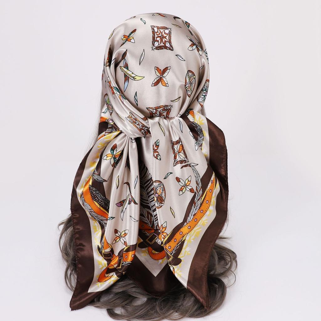 90Cm satin large square scarf headscarf new street retro simple bandanas