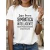 Damen T-Shirt mit Buchstabenprint, Kurzarm Rundhals Lässiges Oberteil für Sommer & Frühling, Damenbekleidung