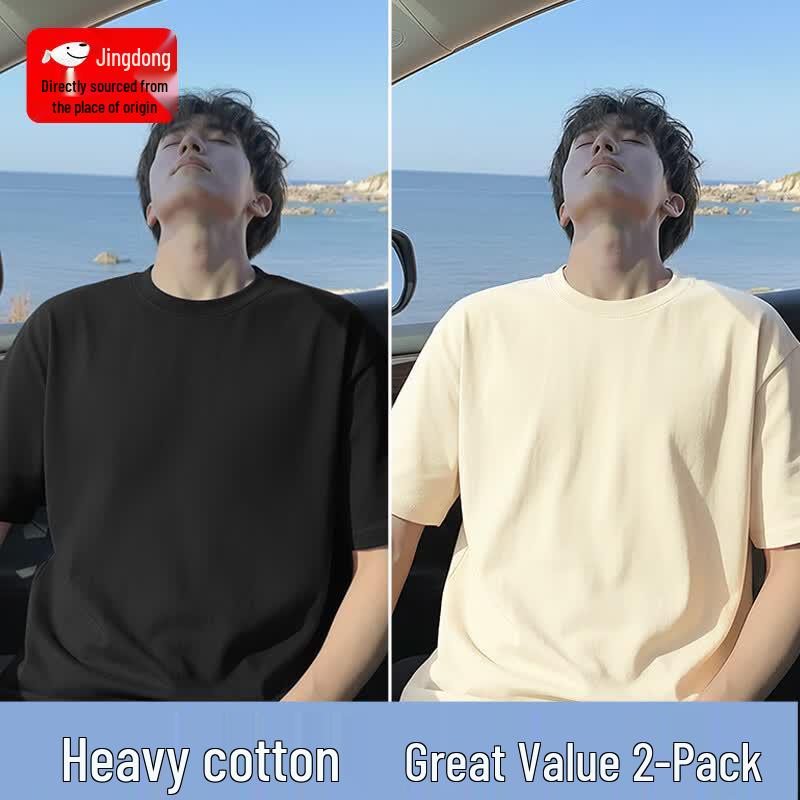 CHUJI Men s 2-Pack 220G Heavyweight Pure Cotton T-Shirt XL