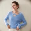 Women's Cashmere V-Neck Sweater - Elegant Rice Stitch Design, New Lazy Style, Simple Knitted Base Layer.