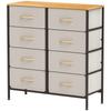 Fabric Chest of Drawers, Industrial Bedroom Dresser with 8 Fabric Drawers, Steel Frame and Wooden Top for Nursery, Living Room, Hallway, Cream White