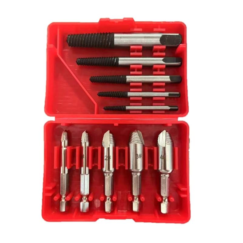 10Pcs Wire Break Extractor Remover Twist Drill Bit Set Conventional Tip Steel Drill Wood Tool Set with Plastic Box