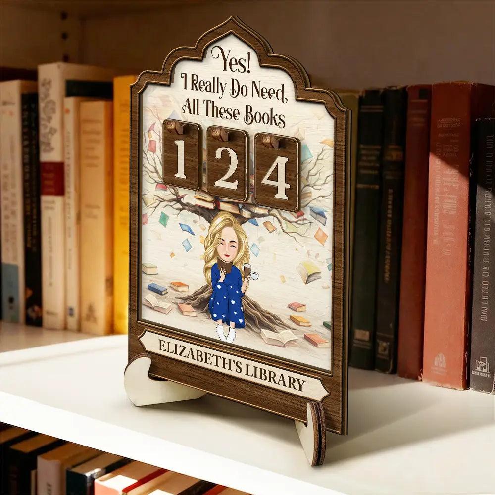 Personalized 2 Layered Wooden Reading Girl Books Tracker Sign Funny Quote Gift for Daughter Friend Room Decor Birthday Xmas