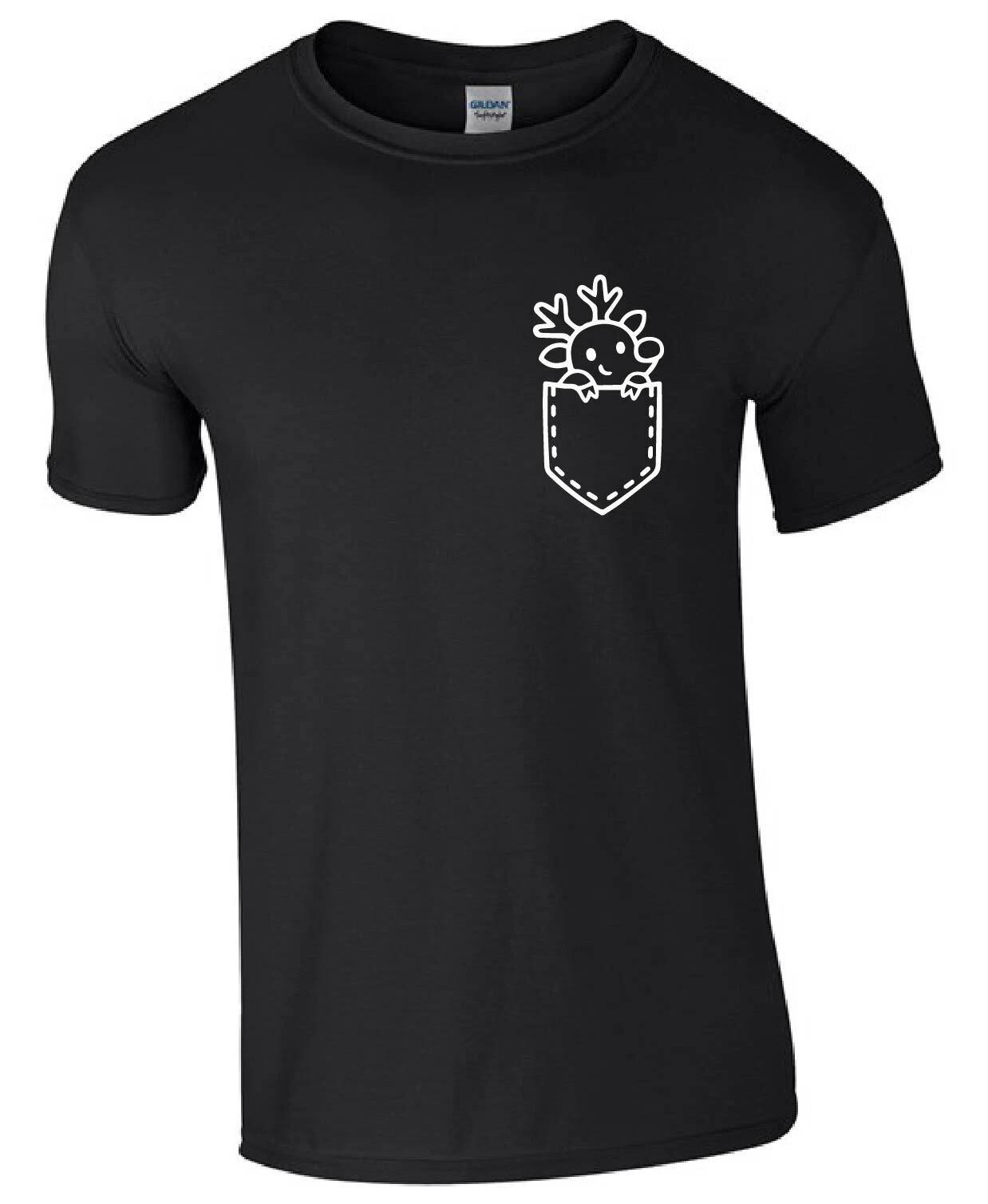Rudolph Reindeer Pocket Cute Xmas Christmas Funny Gift Kids/Adults Top T-shirt XL