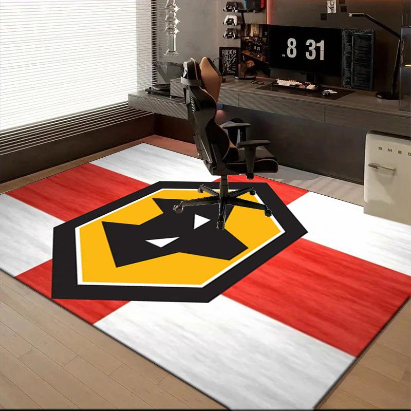 Wolves Team Emblem Printed Office Carpet Chair Cushion  Entryway Rug, Rugs for Living Room, Bedroom Christmas gifts