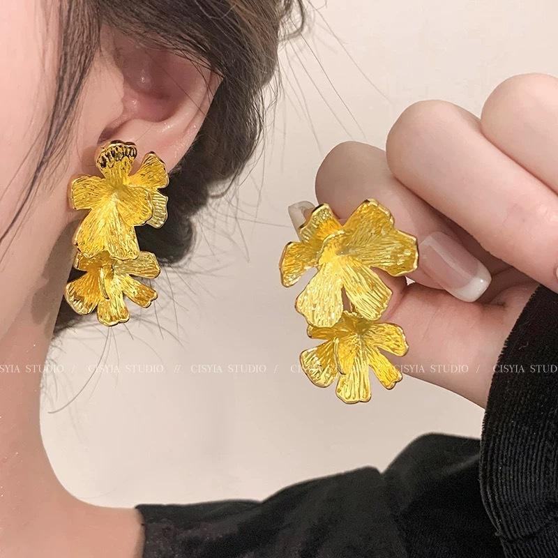 Elegant Osmanthus Pearl Earrings Yellow Flower Earrings For Women Long Tassel Floral Earrings Statement Jewelry Accessories