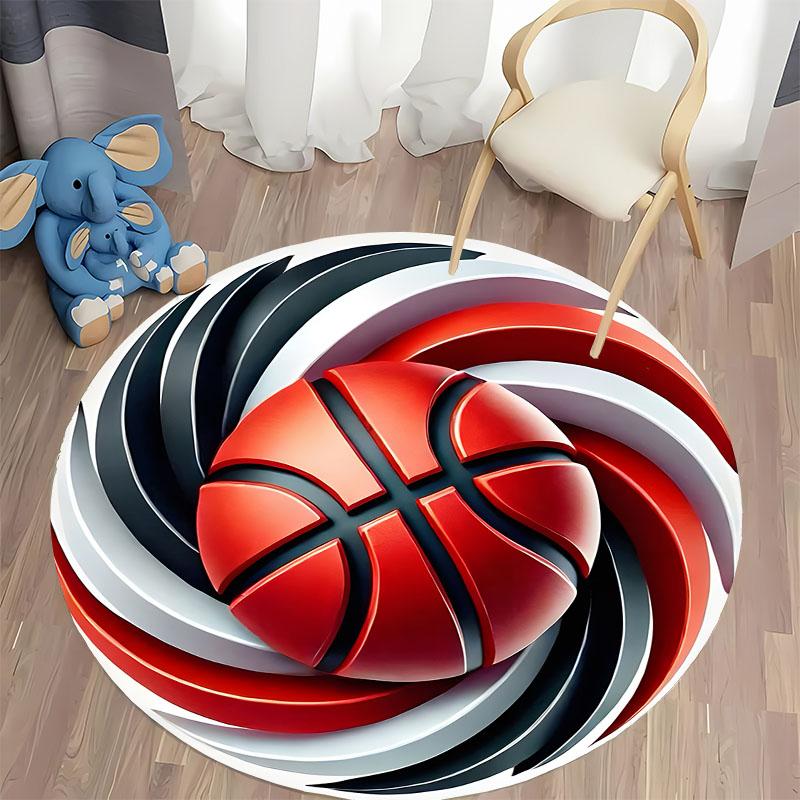 "Vibrant Basketball-Themed Rug for Sports Enthusiasts" Round Carpet for Home Sofa Bedroom, Gift