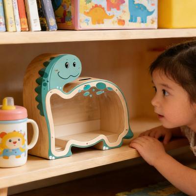 Wood Dinosaur Money Bank Dinosaur Safe Cash Box Coin Bank Coin Money Saving Box Jar Coin Storage Box For Boys Girls Child