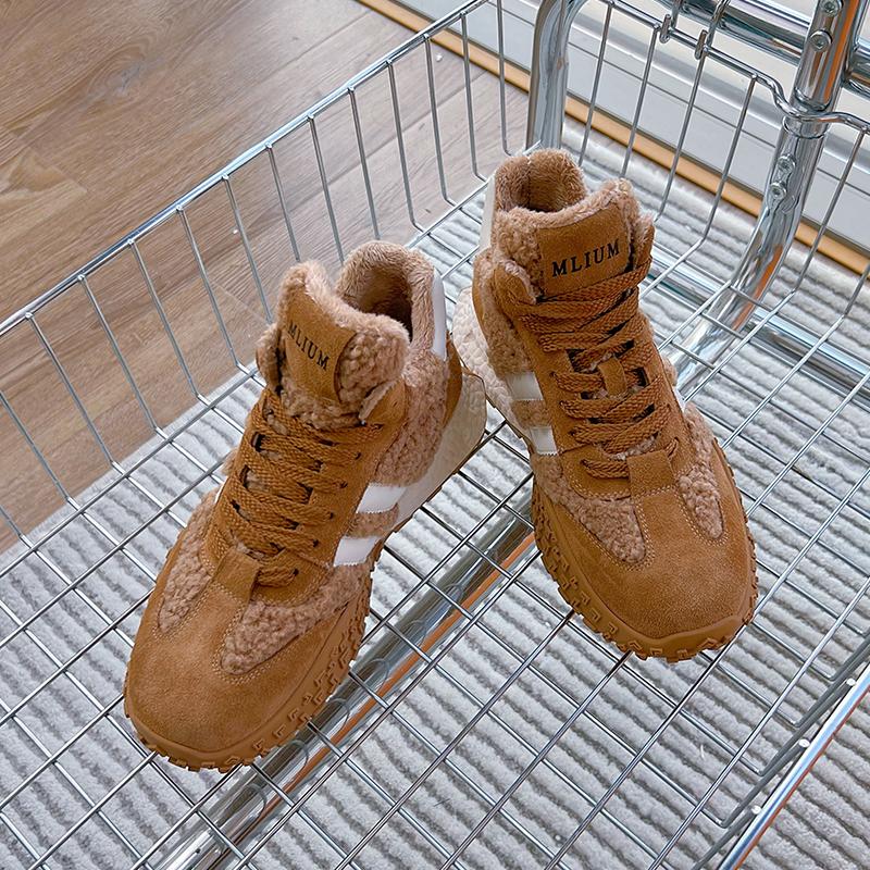 Fashion AIYUQI Female Boots Winter Women Sneaker Shoes Genuine Leather Platform Dexun Shoes Women Color Matching Women Winter Shoes