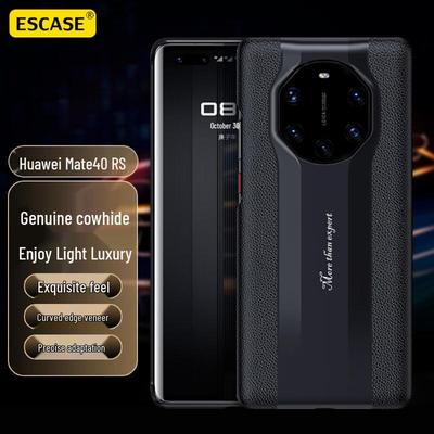 ESCASE Echtes Leder Handyhülle für Huawei Mate 40 RS Porsche Design