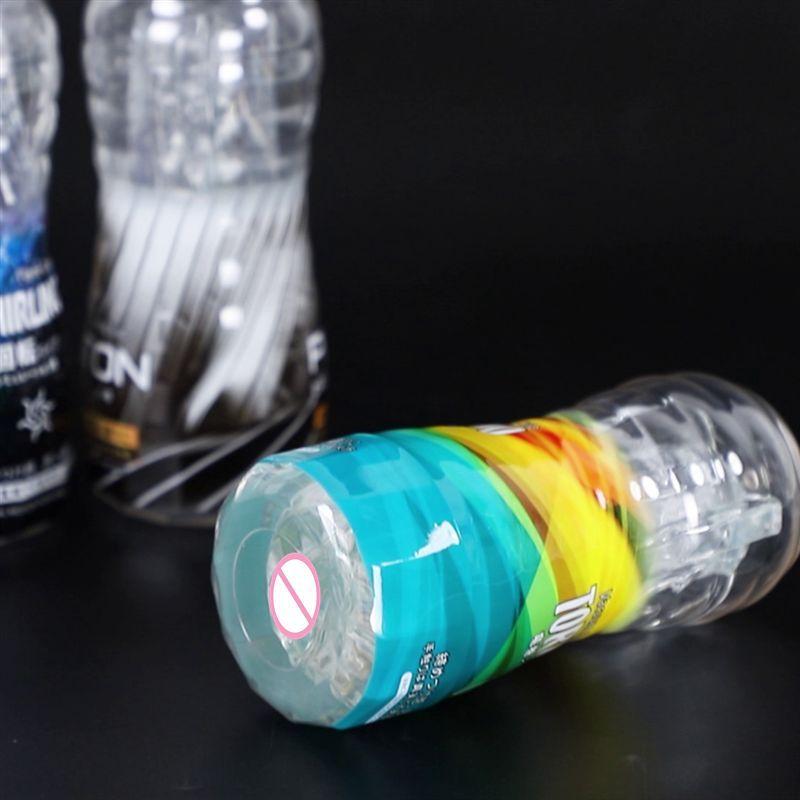 Transparent Airplane Bottle Men's Masturbator Japanese Crystal Penis Trainer Cup Rotary Clip Suction Adult Sex Product