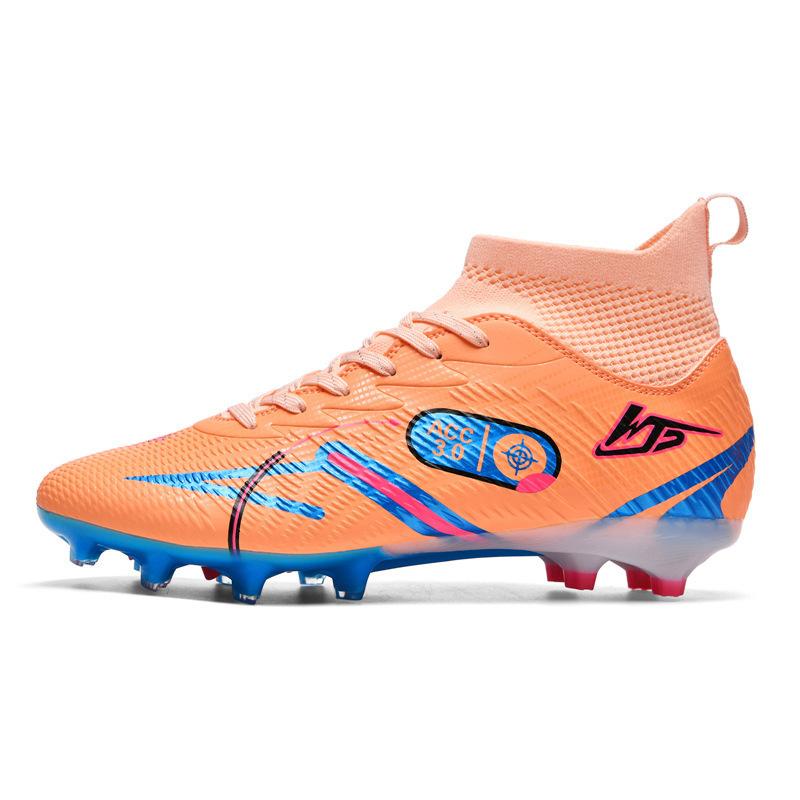 High-top football shoes tf broken nails artificial turf AG nails leather feet boys and girls children and adolescents students training shoes