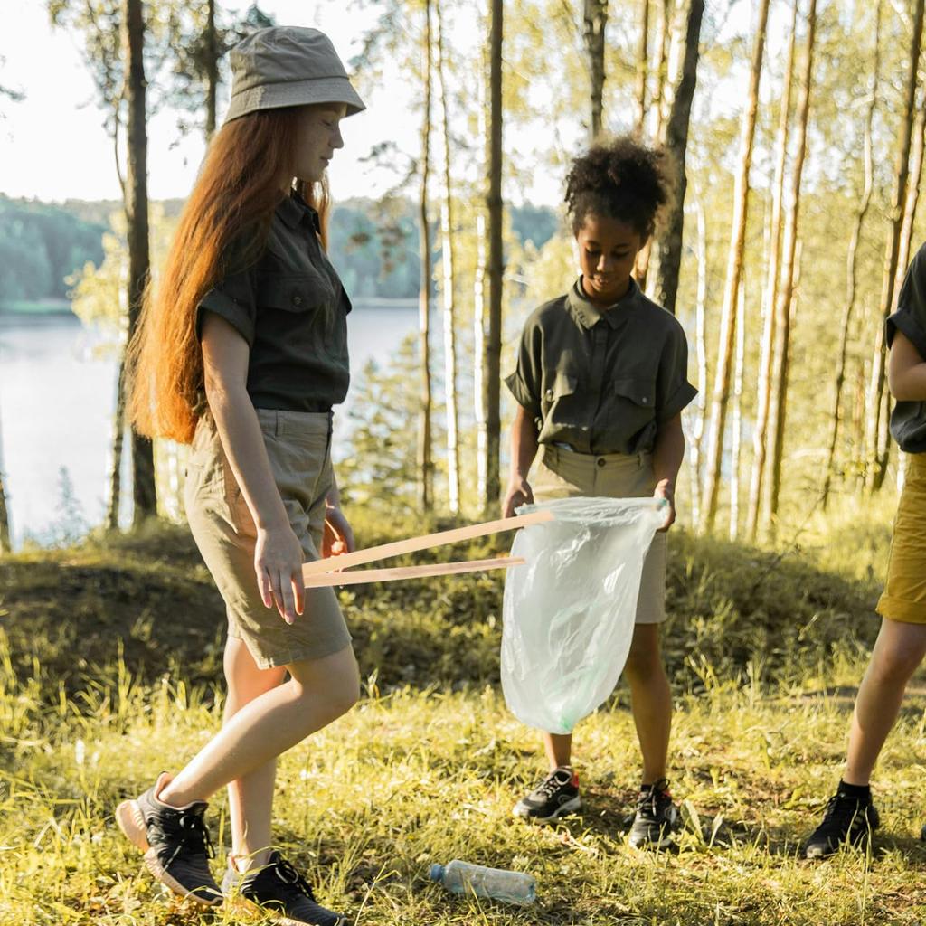JECOMPRIS Bambu Skräpplockare, 45cm, Tångtyp, för att Plocka Upp Skräp, Rengöringsverktyg för Utomhus- och Hemarbete, Miljövänliga Material