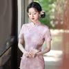 Modrý národní styl, nový čínský dlouhý cheongsam ze Suzhou, vylepšený mladistvý 1011 nová dámská vysoce kvalitní verze, pro každodenní nošení