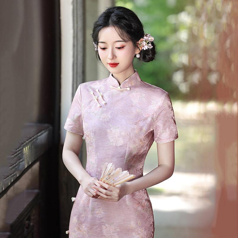 Modrý národní styl, nový čínský dlouhý cheongsam ze Suzhou, vylepšený mladistvý 1011 nová dámská vysoce kvalitní verze, pro každodenní nošení
