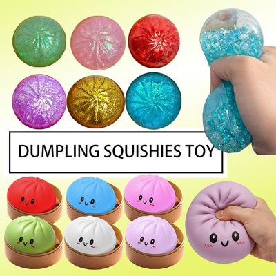 In Stock! Push Bubble Colorful Dumpling Squishes Stress With Steamer Cute Anxiety Toy Soft Decompression Dough Prospector