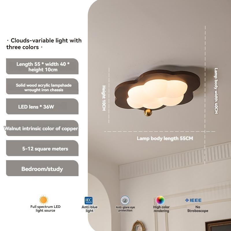 2024 New Led Wood Ceiling Light Bedroom Lamp Creative Cloud Star Living dining Lamp Home Decor  Retro Walnut Color Lamp Ceiling