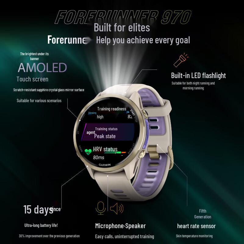 Garmin Forerunner 970 GPS Triathlon Smartwatch
