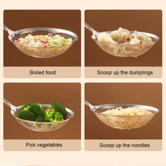 Spider Strainer Skimmer Stainless Steel Pasta Strainer Spoon with Handle Wire Skimmer Ladle Kitchen Utensils for Cooking Frying