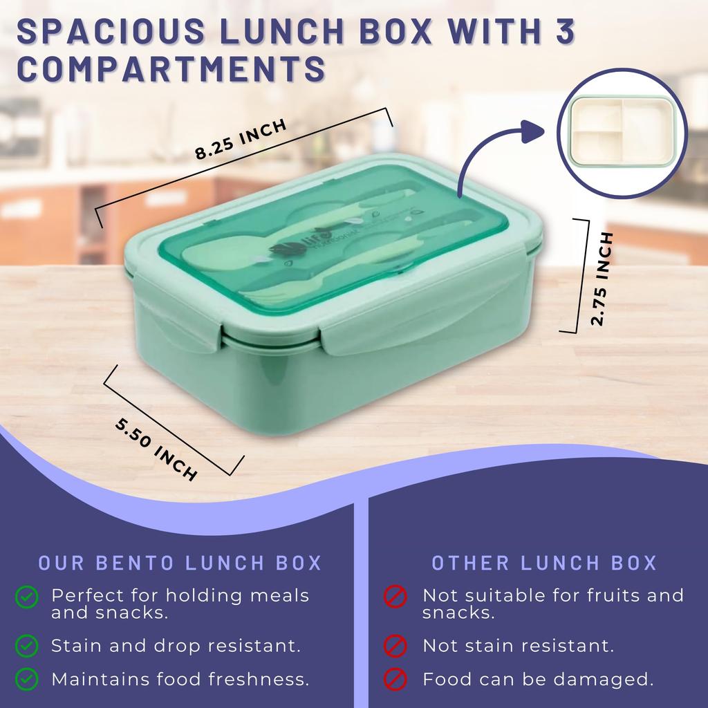 Bento Boxes for Adults 1100 ML Bento Lunch Box For Kids Childrens With Spoon Fork Durable BPA-Free Food-Safe Materials