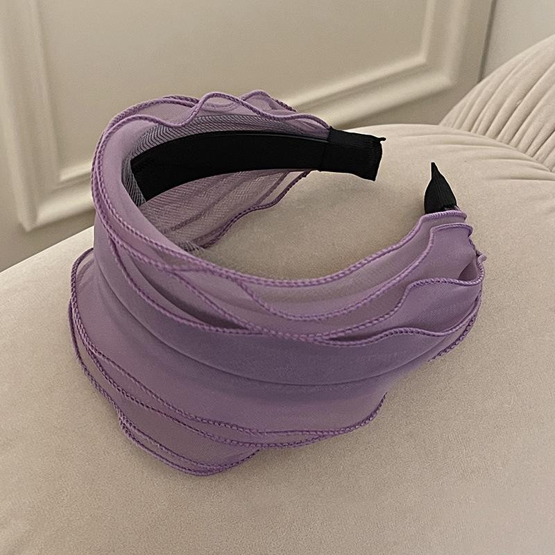

Spring and Summer Mesh Pleated Wide-brimmed Headband Women New Hairpin Headband Daily Clothing Fashion Matching Head Band