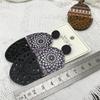European Retro Wooden Long Print Earrings with Hollow Design