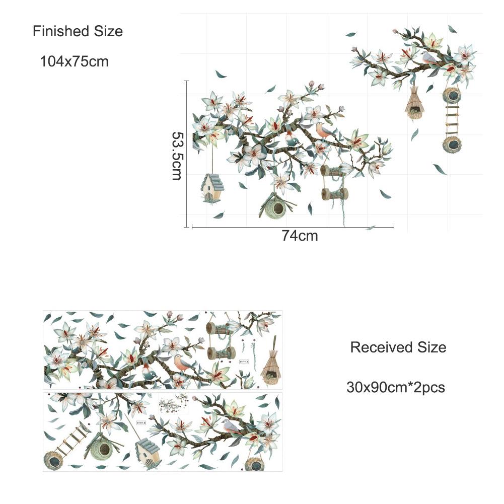 Frische Magnolie Wandaufkleber Schlafzimmer Sofa Hintergrund Wandaufkleber Vogelnest Blume Pflanze Wandaufkleber