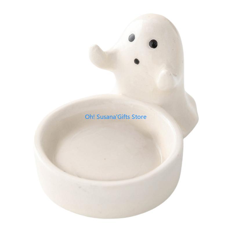 

090D Halloweens Ceramics Ghostly Figurine Holders Soft Lighting Effect