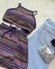 Korean Striped Hollow-Out Backless High-Waist Split Skirt Swimsuit for Women